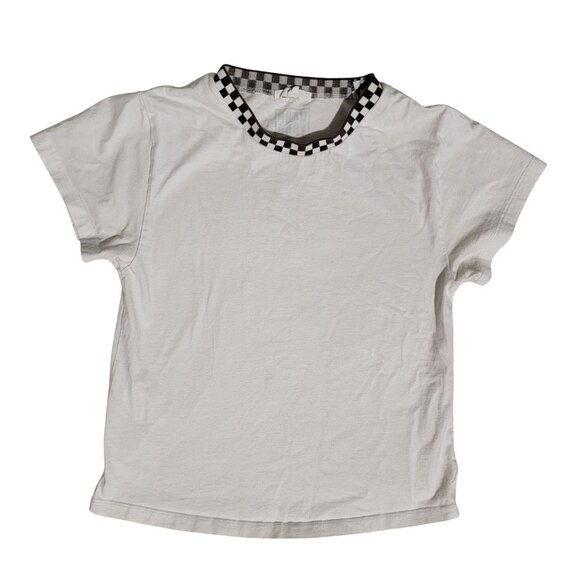 Vintage 90s Vans Cropped T-Shirt Womens X Small Black Checkerboard Streetwear - Picture 1 of 6